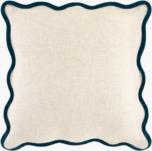 Calypso Scallop Pillow with Teal Velvet Trim