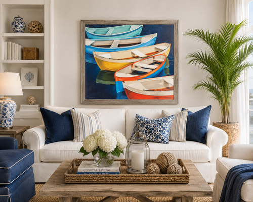 Serene Painted Rowboats Framed Nautical Art room image idea 1