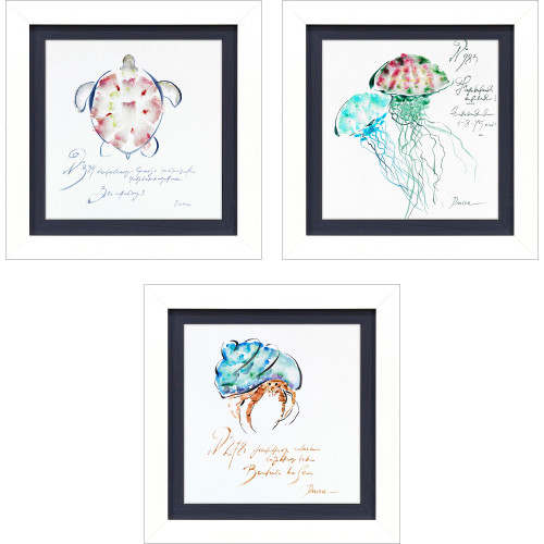Sealife Whimsy Set of Three Art Prints