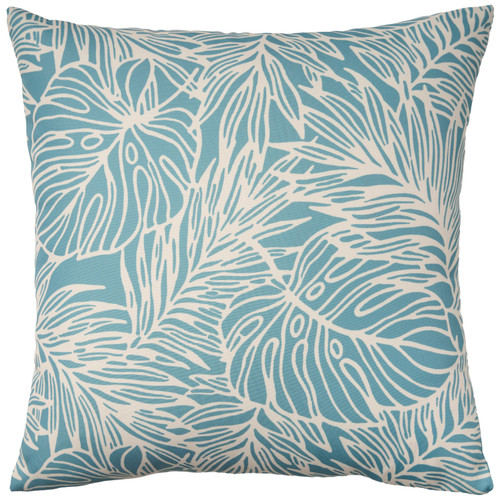 Turquoise Resort Palm Leaves 18 x 18 Outdoor Pillow