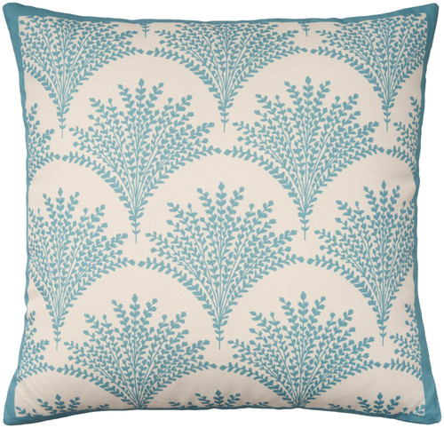 Turquoise Dune Grass Foliage Motif 18 x 18 Outdoor Pillow
