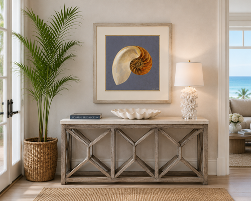 Ocean Nautilus Shell Treasure Framed Giclee Art room image