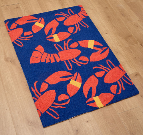 Maine Lobsters Wool Wool Accent Rug on floor
