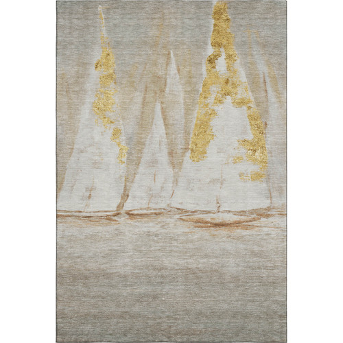 Taupe and Gold Regatta Sail Boat Area Rug