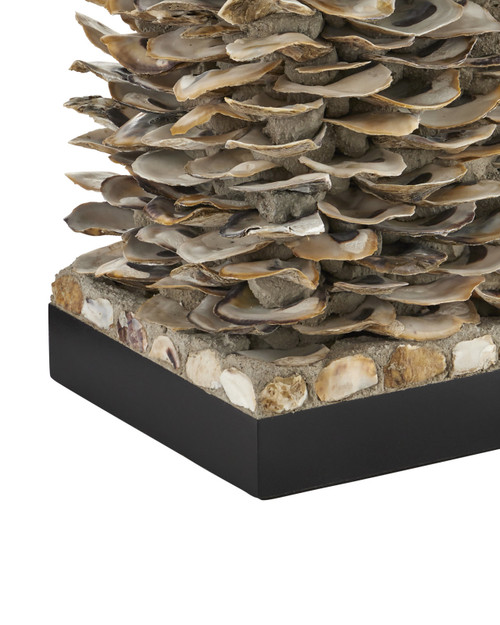 Villamare Oyster Shell Layered Table Lamp close up oyster shells
