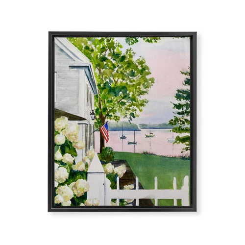 New England Hydrangea Framed Canvas Art by Laura Trevey.2
