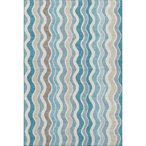 Turquoise Ocean Drift Wave Striped Rug