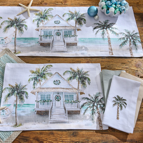 Deck the Palms 36 inch Table Runner on table