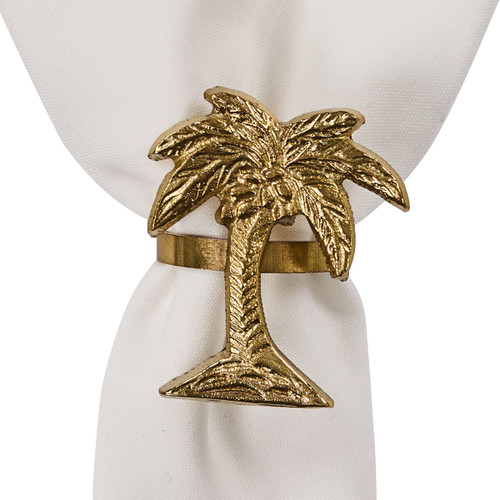 Gold Coconut Palm Tree Set of Four Napkin Rings