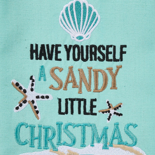 Have Yourself a Sandy Little Christmas Set of Embroidered Dish Towels close up