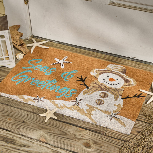 Sandman Holiday Coir Door Mat at front door
