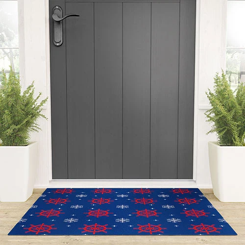 Holiday Helms and Snowflakes Entry Mat larger size by front door