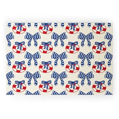 Nautical Life Rings and Christmas Bows Entry Mat  - small
