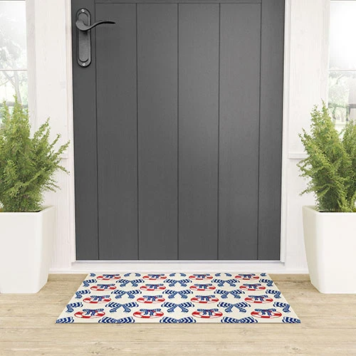 Nautical Life Rings and Christmas Bows Entry Mat  - small by door