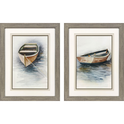Sunset Drift Framed Boat Art Set 