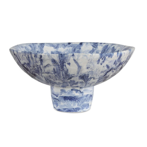 Indigo Tides Sculptural Ceramic Bowl 