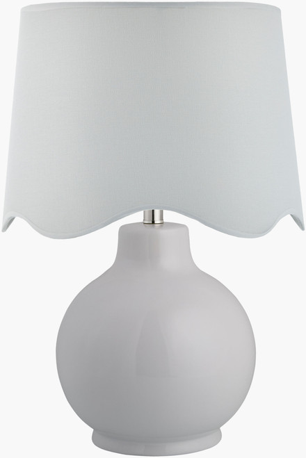 Catalina Isle Glossy White Lamp with Scalloped Shade