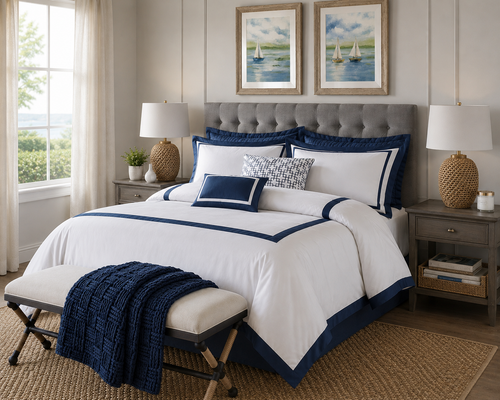 Navy Blue Chess Knit Throw Blanket room example 