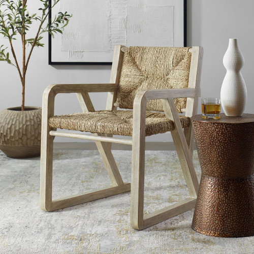 Chatham Seagrass Woven Dining Chair in room angle view