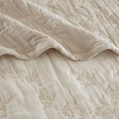 Catalina Linen Botanical Premium Jacquard Throw Blanket close up