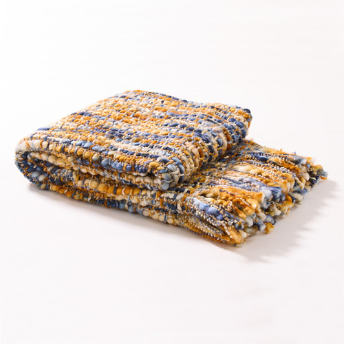 Indigo and Amber Chunky Knit Throw
