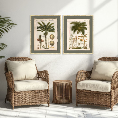Palm Study I Art Set with Bamboo Frames in room example