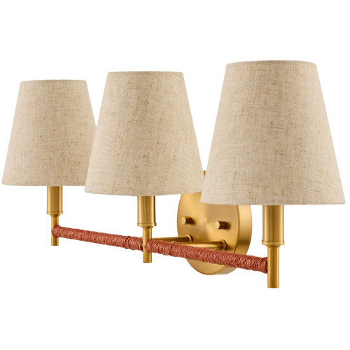 Mistral 3-Light Brass and Rattan Wall Sconce