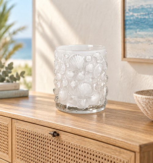 Seashell Stories Embossed Glass Vase  lifestyle idea