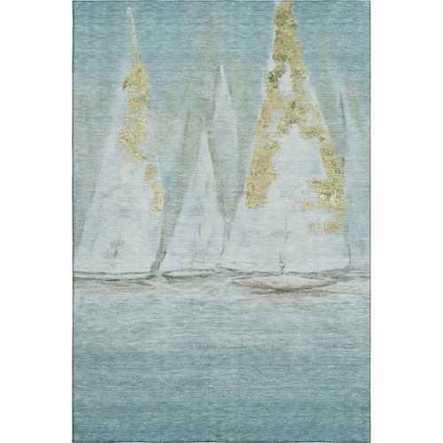 Teal Blue Regatta Sail Boat Area Rug