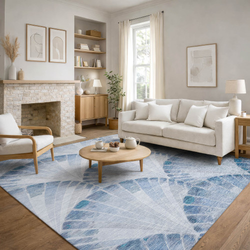 Blue Cove Fan Shell Plush Area Rug room example 1