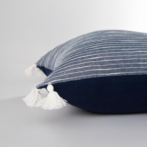 Shelter Island Navy Blue 20 x 20 Pillow side view
