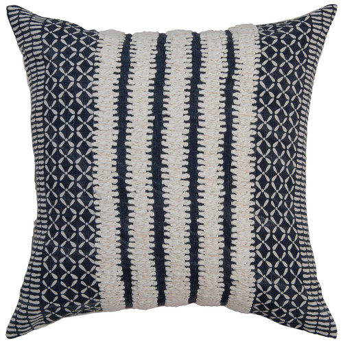 Coronado Textured Navy Blue Stripe 20 x 20 Pillow 