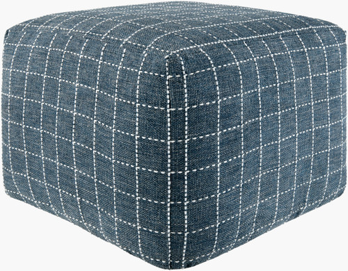 Harborside House Navy and White Square Pouf