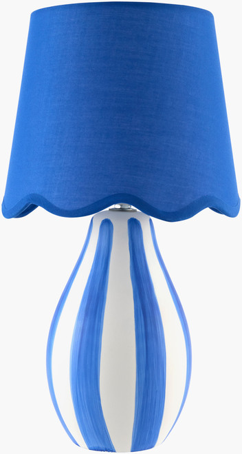 Scalloped Blue Cabana Striped Accent Table Lamp