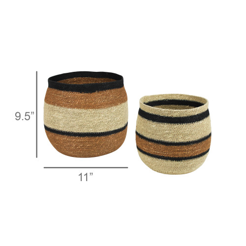 Mendocino Shore Set of Two Seagrass Baskets measurements
