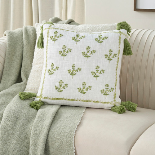 Green Banyan Bay Blooms 18 x 18 Pillow