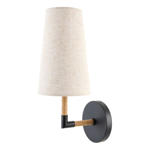 Monterey Rattan Wrapped Cottage Black Lighting Sconce