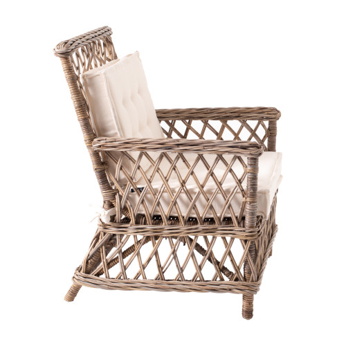 Marquis Diamond Woven Set of Chairs with Cushions side view