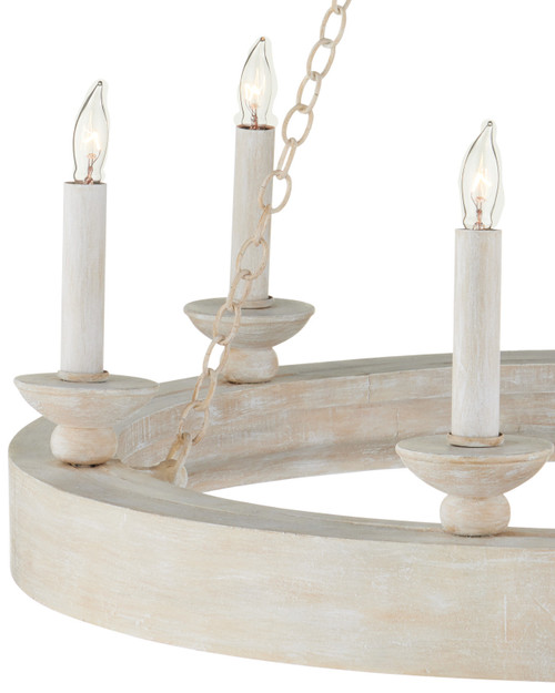 Beach House Whitewash 6-Light Chandelier close up