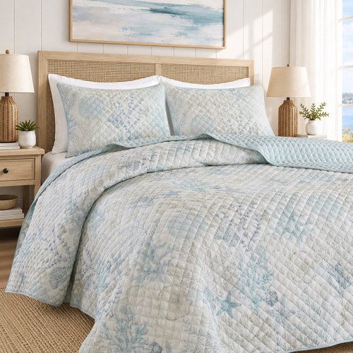 Seashore Meadows 3-Piece Quilted Bedding Set