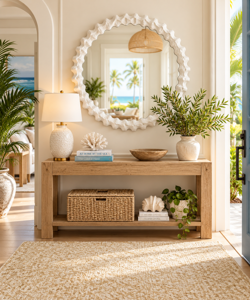Sea of Cortex Large Round Mirror entry way example