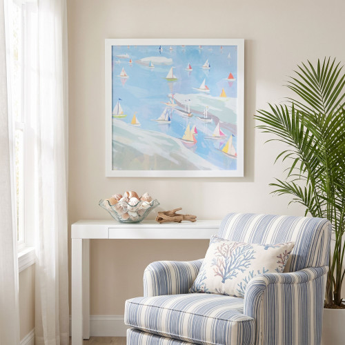 Seaside Sail Framed Canvas Art wall example
