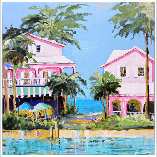 Art Deco Beach Resort II Framed Canvas Art 