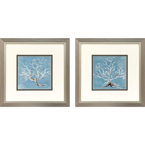 Set of Two Small Blue Corals Art