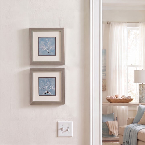 Set of Two Small Blue Corals Art wall example