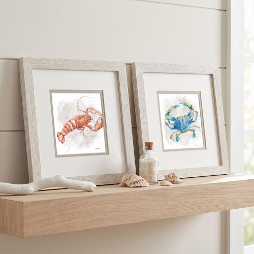 Bright Beachy Crustaceans Framed Small Art Prints on shelf example
