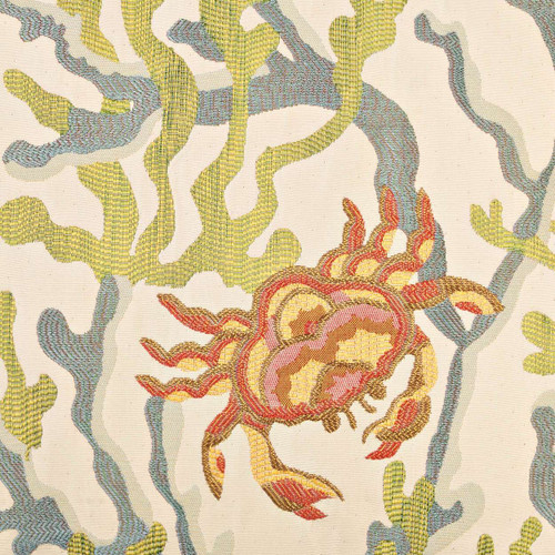 Under the Sea Crab and Sea Life Luxe Coastal Pillow close up fabric