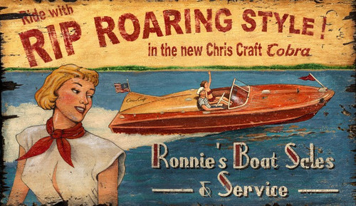 Rip Roaring Chris Craft Style Sign