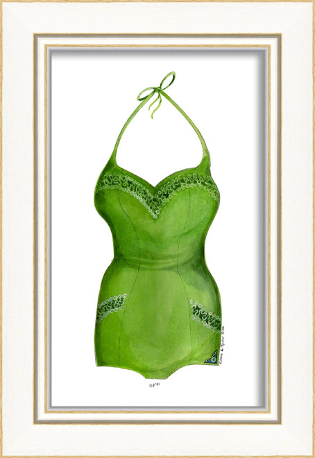 Vintage Swimsuit in Green Framed Art