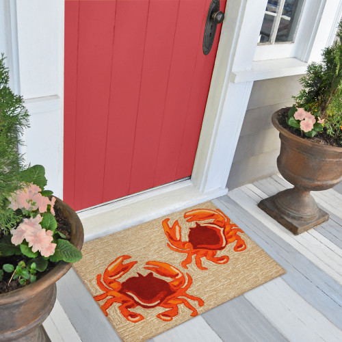 Red Crabs Tufted Front Porch Accent Rug angle view